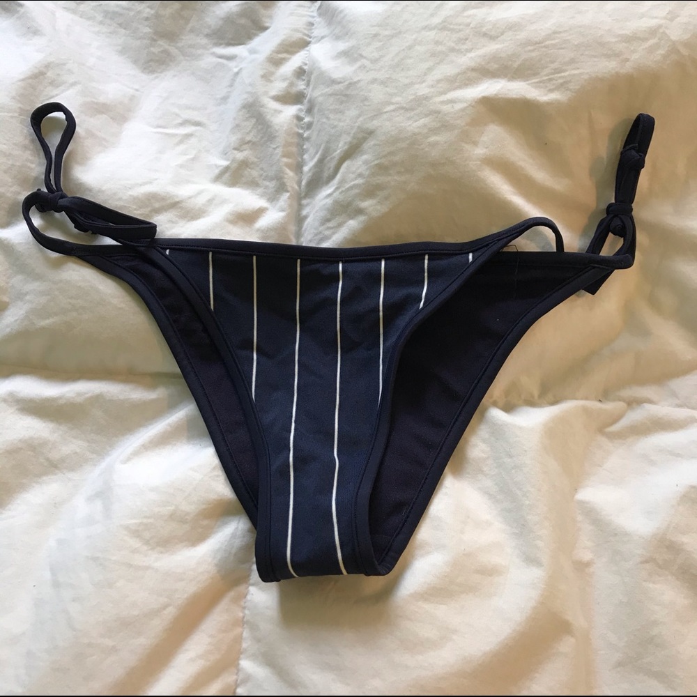 Blue and White Cheeky Striped Bikini bottom